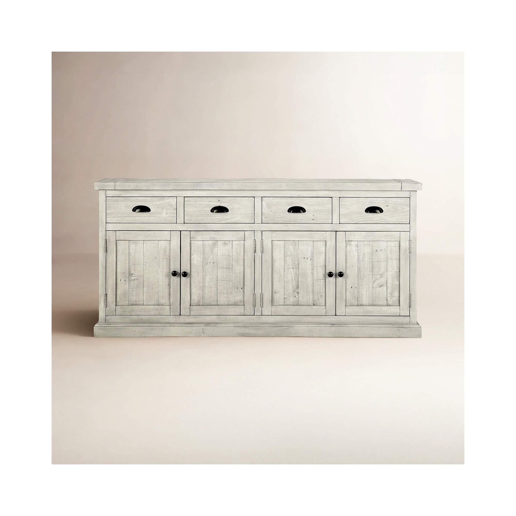 Kinston 74" Wide Solid Wood Sideboard, Distressed Ivory