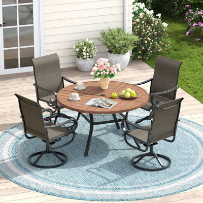 Aldreda With Swivel Textilene Chairs
