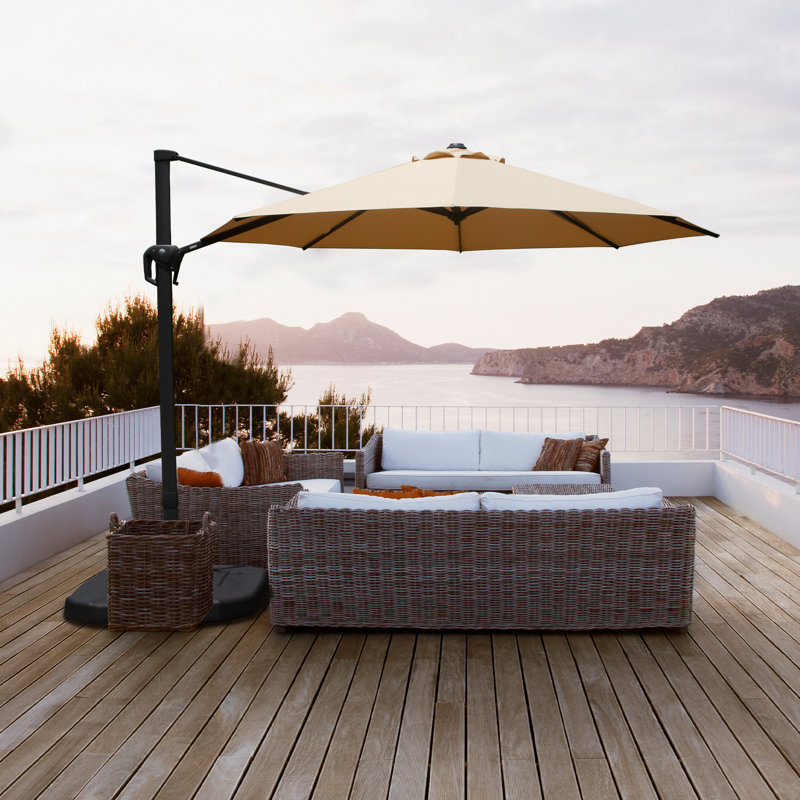 Parasol en porte-à-faux Deniah, Gris, H 105,12 po x l 113,78 po x P 113,78 po
