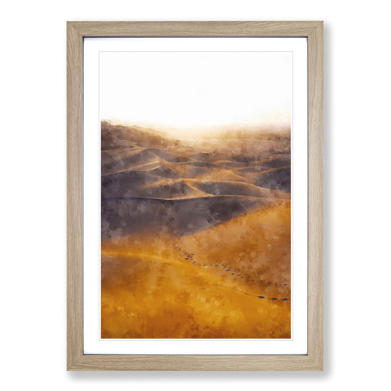 Trail on the Desert - Picture Frame Painting Print, Oak Framed, 45cm H x 33cm W x 2cm D