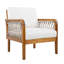 Fauteuil club d'extérieur en bois d'acacia avec corde tissée à la main, finition teck