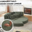 Canapé-lit 78,5 pouces en velours côtelé semi-circulaire 2 en 1, avec coussin pour le cou et cinq coussins décoratifs dans le salon-59625627-59625628