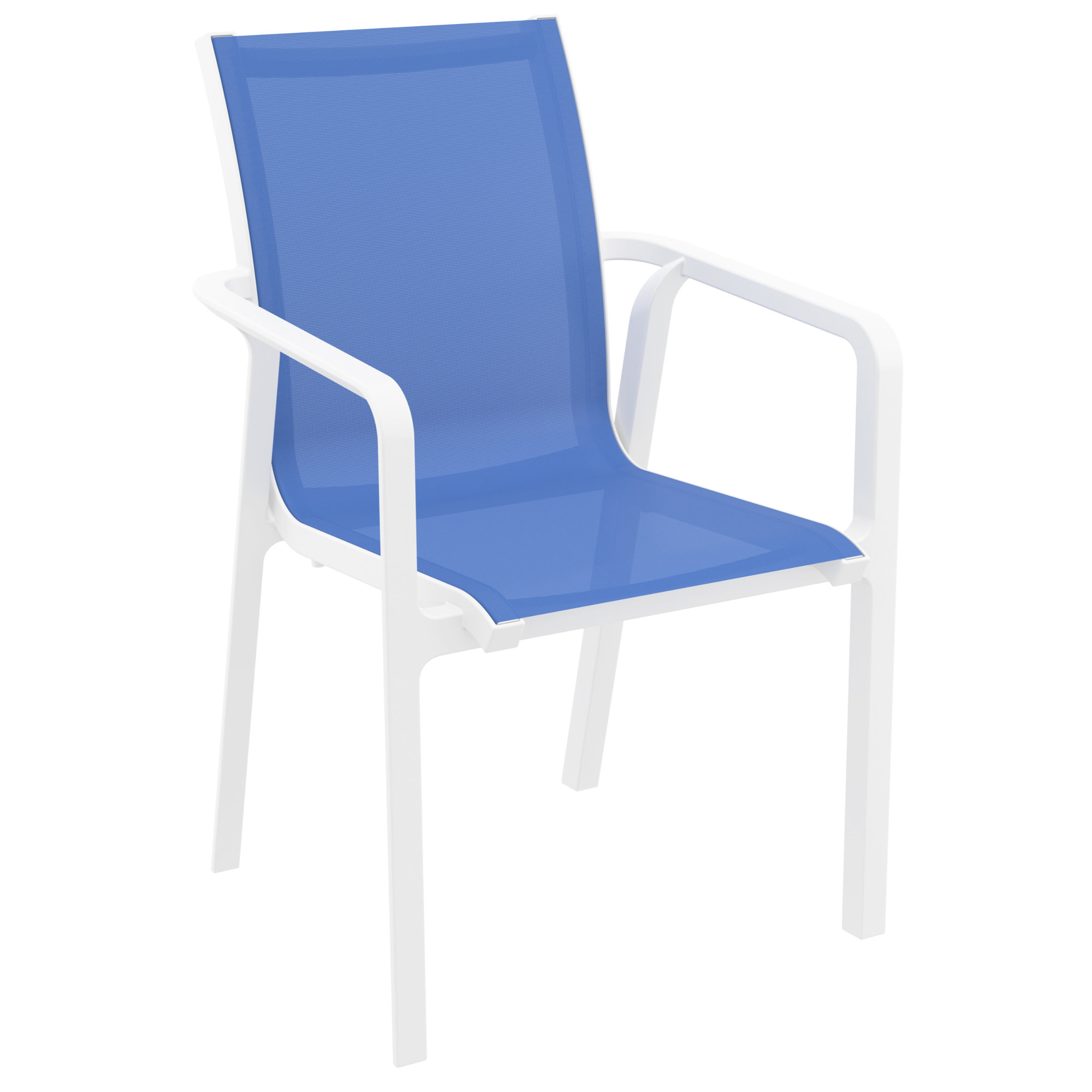 Farrah 24'' Round 2 - Person Bistro Set with Sling Chairs, White/Blue