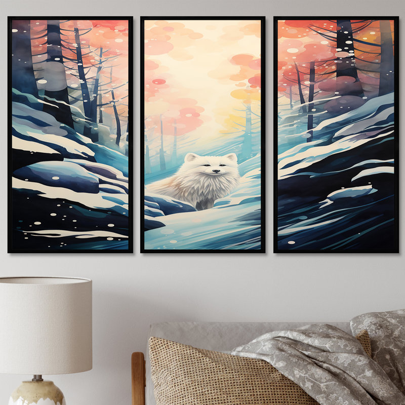 Driskell - ensemble d'art mural animal loup, H 28 po x l 36 po x P 1 po, Cadre flottant noir