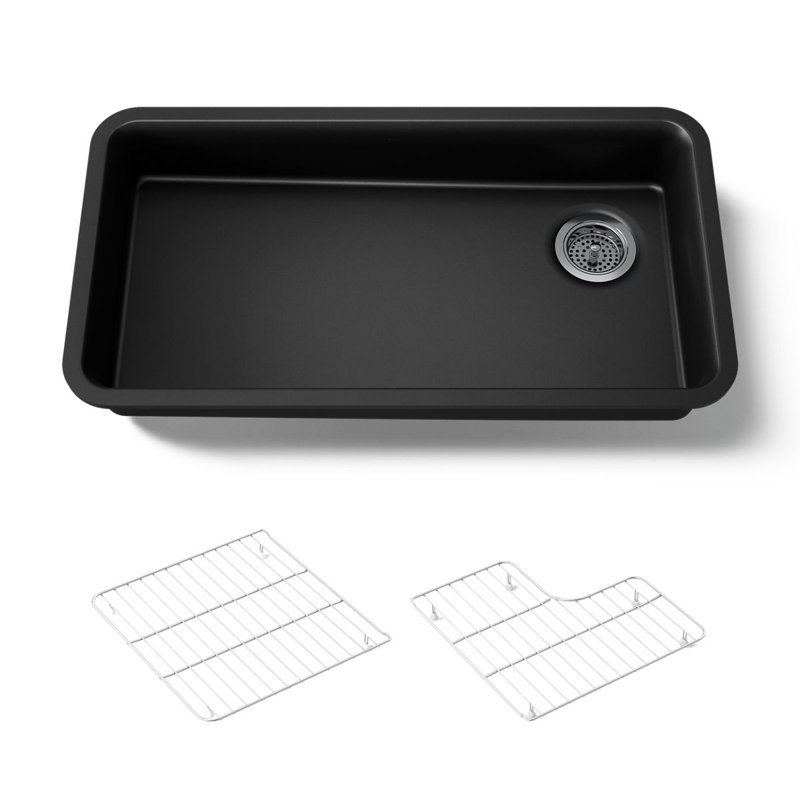 Cairn 33 In. X 18-5/16 In. X 5-11/16 In. Undermount Single-Bowl Kitchen Sink, Matte Black