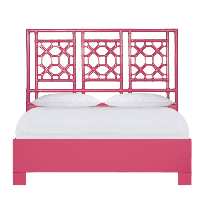 Lattice Back Platform Bed, Queen, Hot Pink
