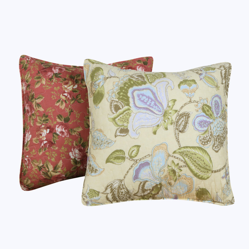 Paire de coussins décoratifs 100% coton 16 "x 16" Greenland Home Fashions Blooming Prairie