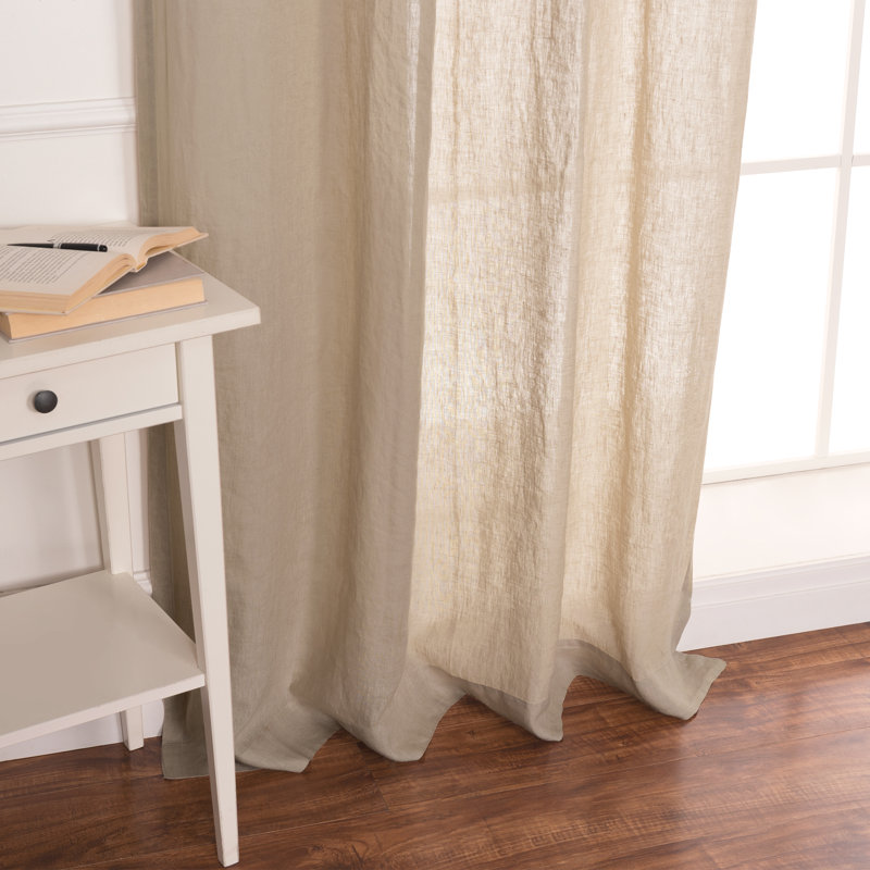 Blakney Linen Semi Sheer Single Curtain Panel, Natural, 52" W x 96" L
