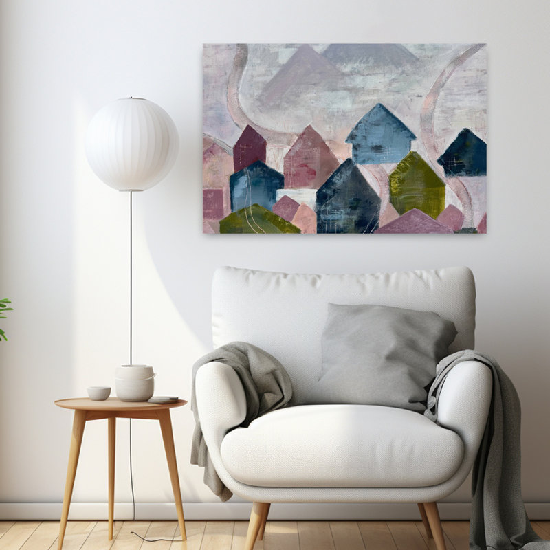 Contemporary Art Peaceful Abstract Contemporary City Mountain Wall Art by Carolina Gardheim - Wrapped Canvas Print