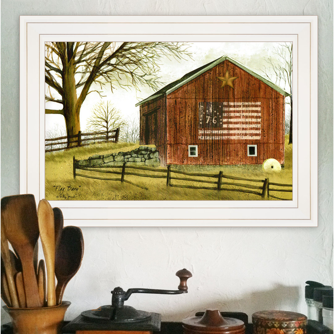 Flag Barn Framed Wall Art for Living Room, Home Wall Decor by Billy Jacobs August Grove® 