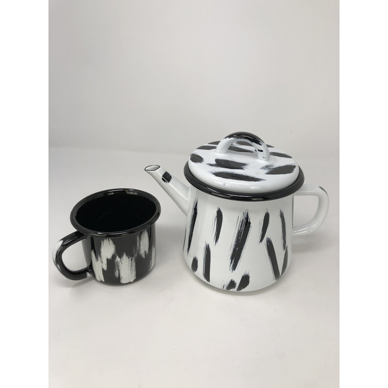 Murcia Enamelware Mug, Black/White