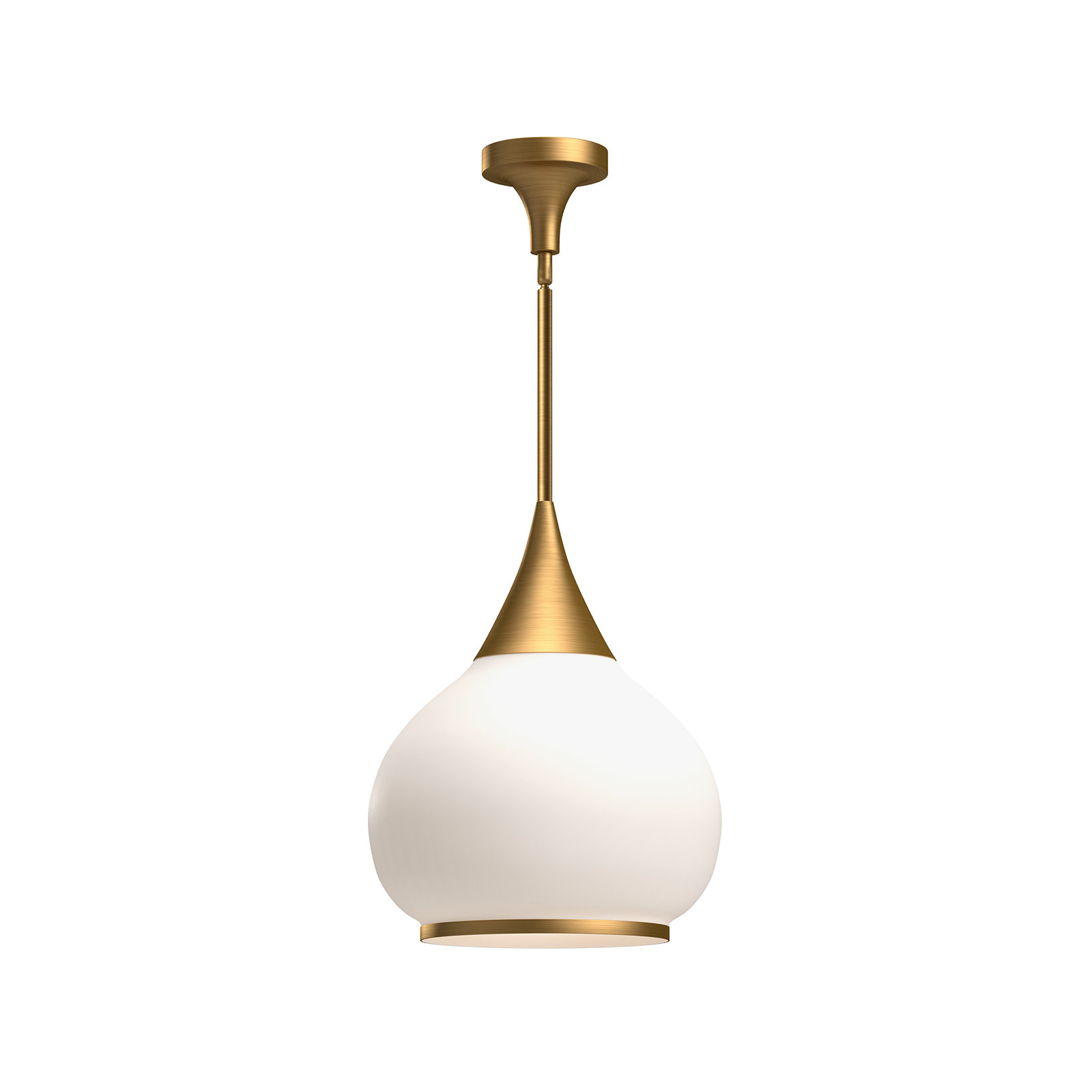 Hazel Single Light Glass Pendant, Opal, Aged Gold, 68" H x 14" W x 14.13" D