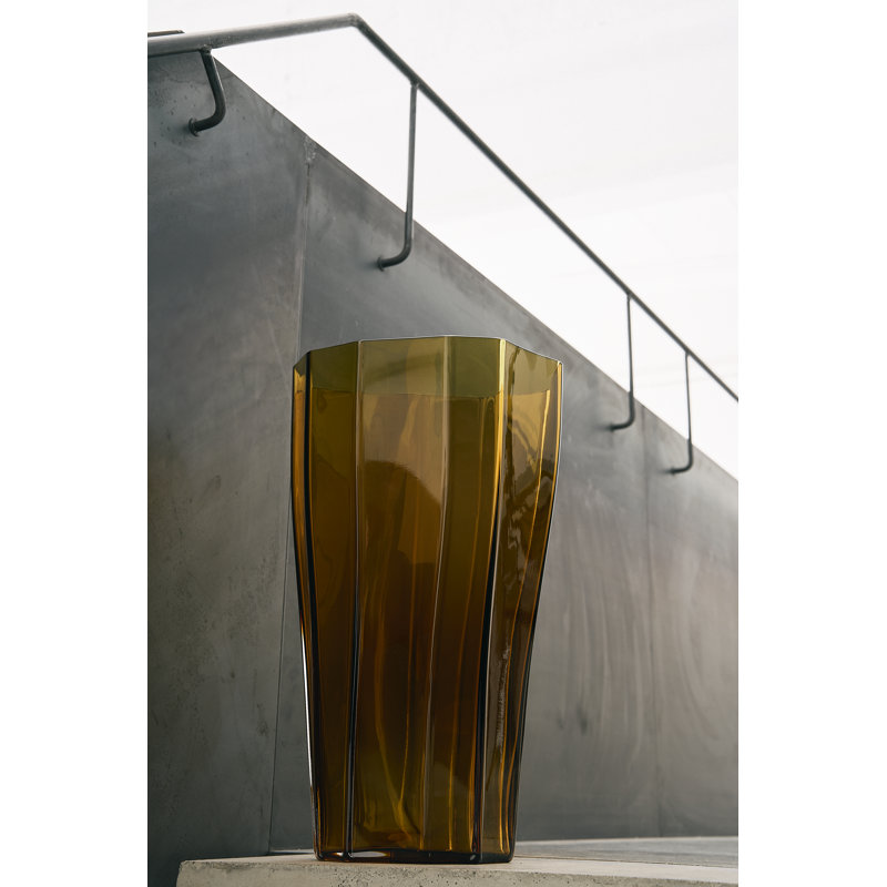 Reed Handmade Glass Table Vase, 19.7" H x 11.6" W x 11.6" D, Amber