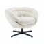 Chaise de bureau en chenille moderne, fauteuil club pivotant à 360 ° / fauteuil d'appoint avec coussin amovible, chaise de bureau ronde, base en métal noir, matériau en coton, salon, chambre à coucher, coin lecture, bureau (beige)-108845036