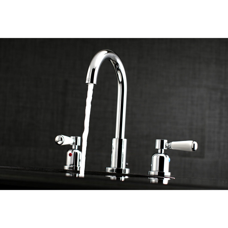 Kingston Brass Paris Two-Handle 3-Hole Deck Mount Widespread Bathroom Faucet with Brass Pop-Up Drain, Polished Chrome