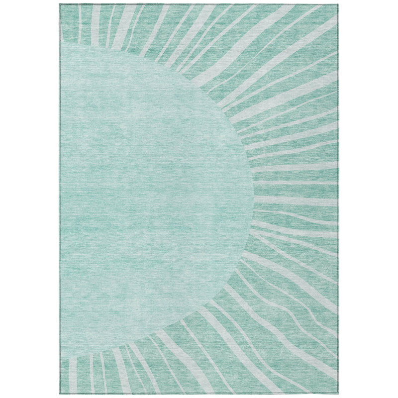Tapis d'extérieur lavable abstrait bleu sarcelle 5 pi x 8 pi bleu turquoise