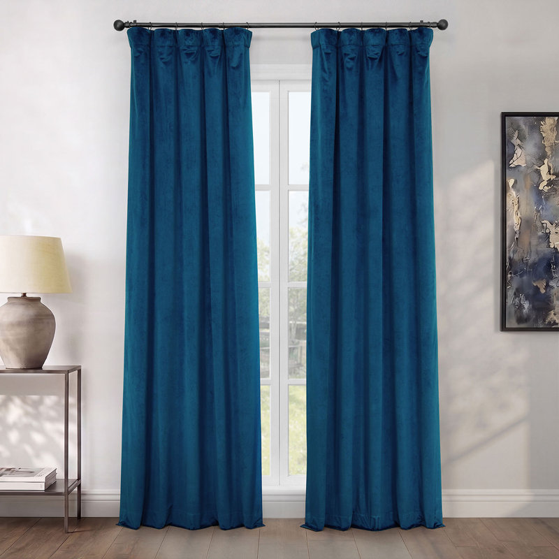 Rideaux en velours moelleux Matra pour chambre à coucher ‑ rideaux obscurcissants pour les fenêtres de salon, panneau simple