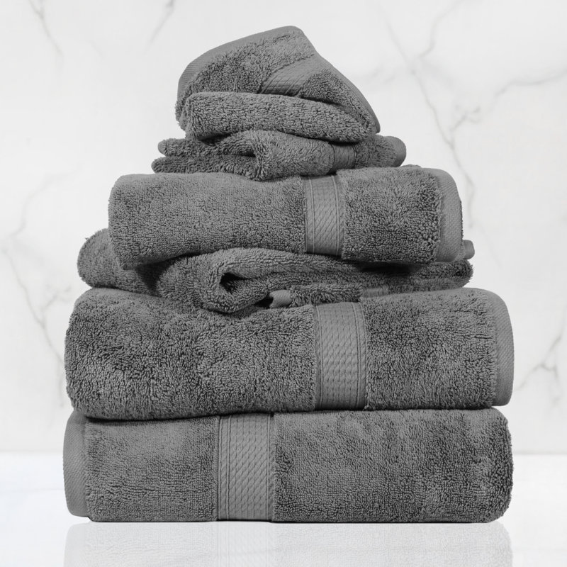 Ensemble de serviettes de bain en coton égyptien certifié Scotia, Gris anthracite