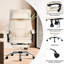 Chaise de bureau moderne en velours beige, avec support lombaire et grand siège à hauteur réglable, ergonomique et confortable