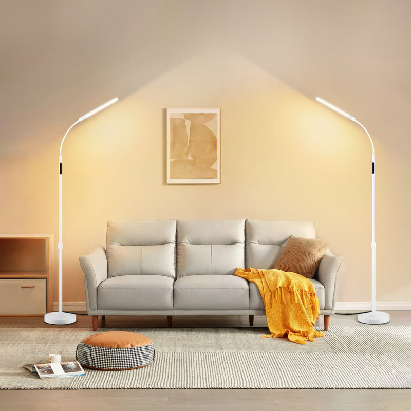 Loudean 72.8' Dimmable LED Floor Lamp with Remote Control, Adjustable Reading Floor Lamp, White