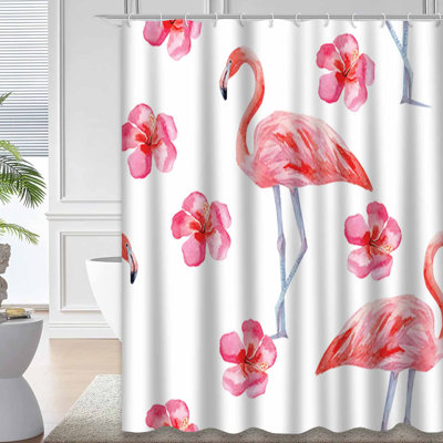 Rideau de douche imperméable à l'eau avec aquarelle et hibiscus
