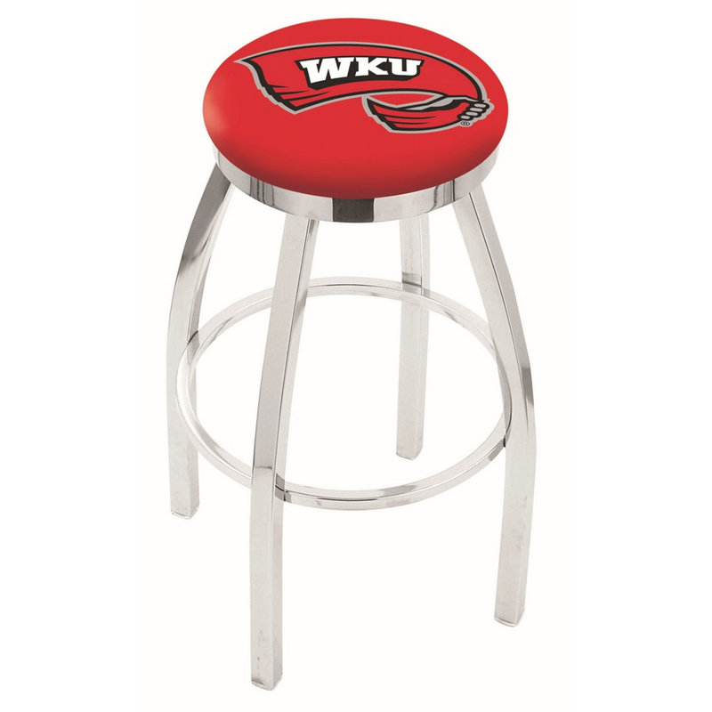 NCAA 36" Swivel Bar Stool, Western Kentucky, Chrome