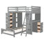 Lit superposé simple avec bureau, gris - Profitez d'un espace de production à ports et polyvalent