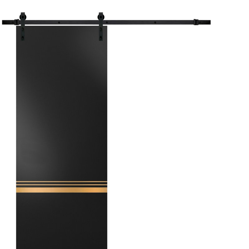 Porte de grange en bois manufacturé massif 2010, Noir mat, 36 po x 96 po