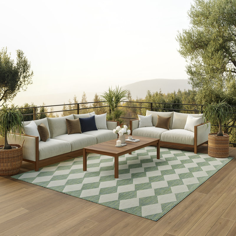 Positano Indoor / Outdoor Rug, Rectangle 9' x 12', Blue Green