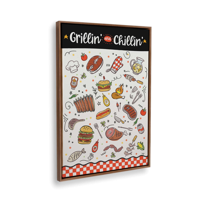 «Grillin 'and Chillin'» par Mollie B., reproduction d'art, Framed Canvas, 24 W x 36 H, Brown