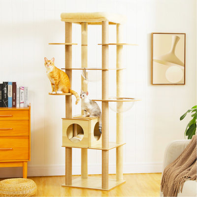 Grand arbre à chat 70,9 pouces à plusieurs niveaux avec poteaux à griffer et condo pour chats