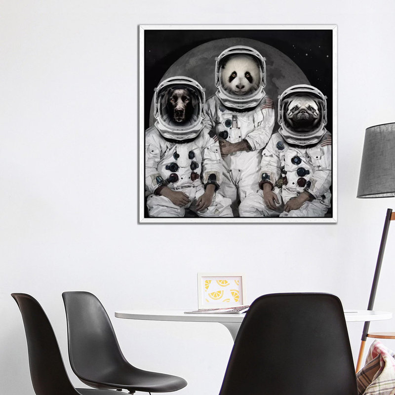 Astro Animals 1 Piece Wall Art on Canvas, 93.98 cm H x 93.98 cm W, White Framed