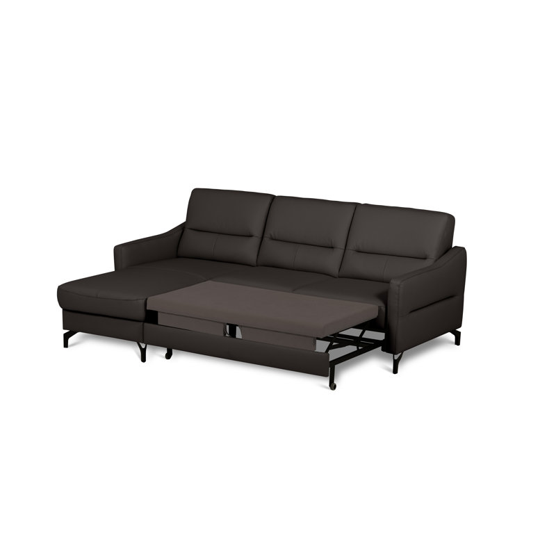 Falkirk Leather Corner Sofabed, Left Hand Facing, Brown