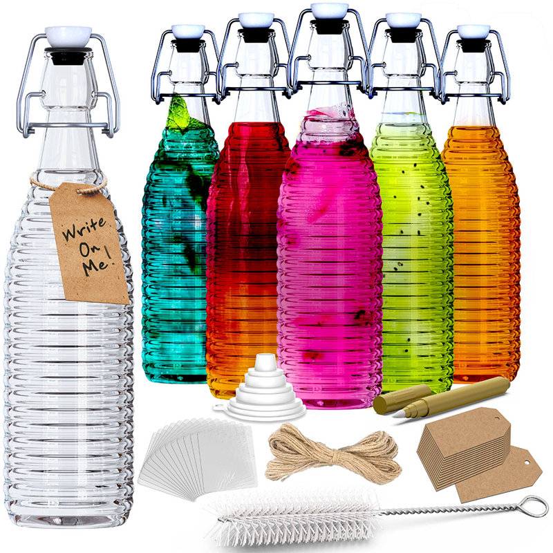  Ensemble de 6 bouteilles en verre 33 oz (3 pièces)