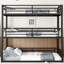 Lit superposé triple en métal noir de taille double / double au-dessus d'un grand lit, coffre-fort et espace pour les espaces de vie des colocataires dans des maisons de vacances partagées avec grand lit, avec réduction du bruit-2051514706-2051514708