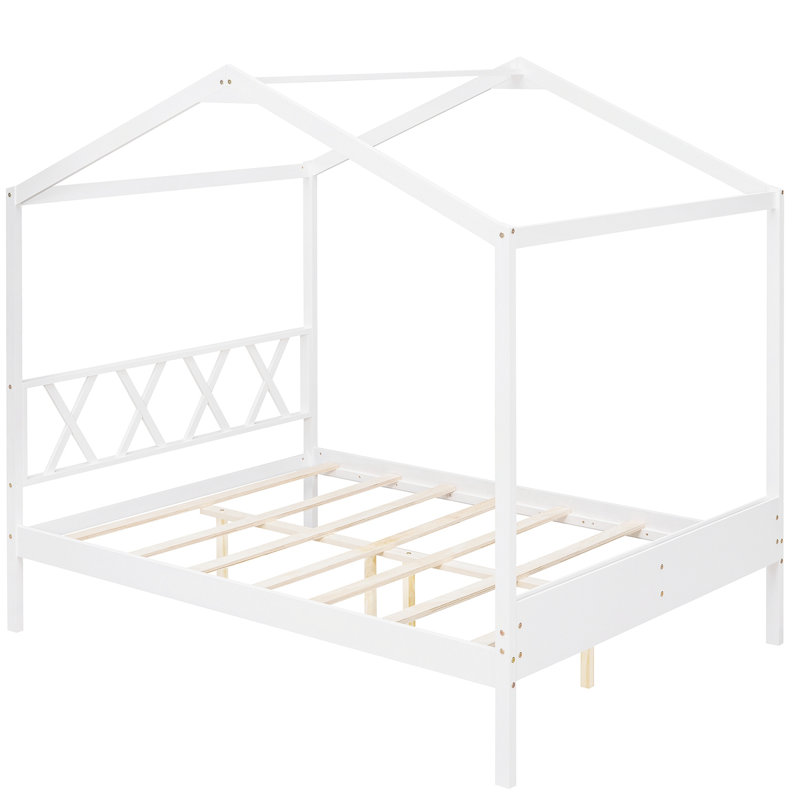 Lit plateforme Asellus, Blanc, Double