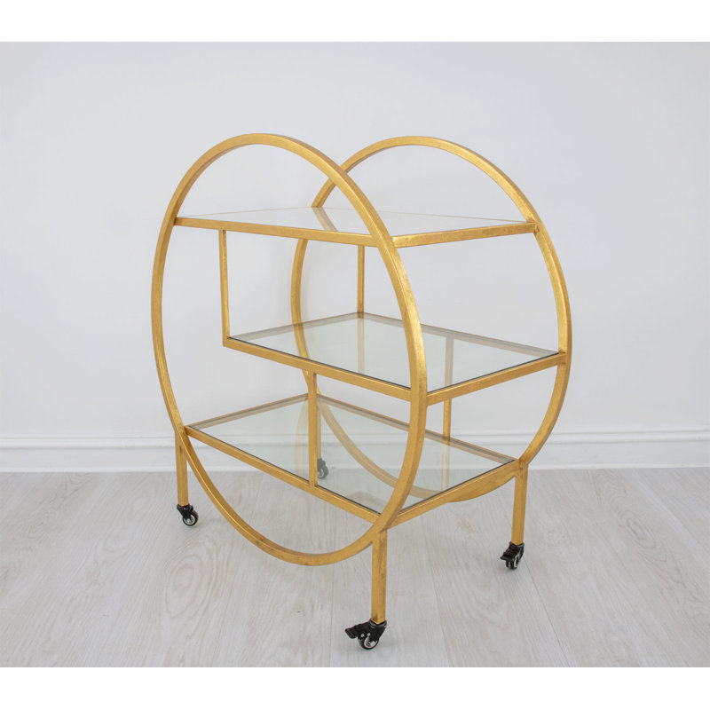 Milo Round Bar Cart, Gold Leaf