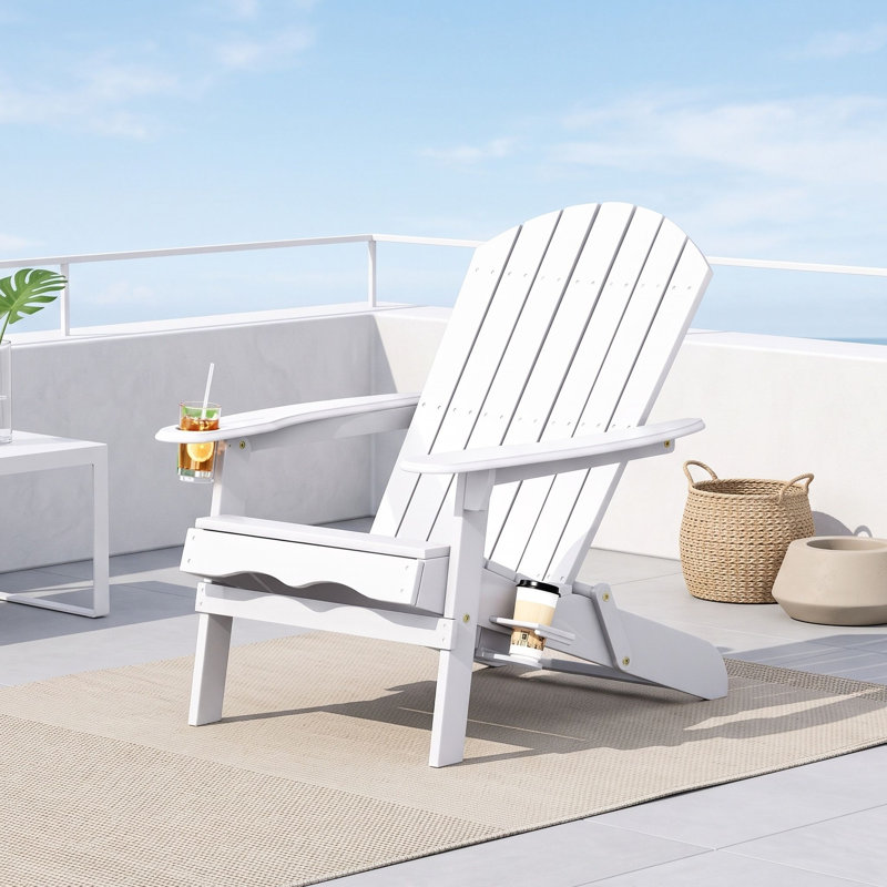 Chaise en bois avec porte-gobelets, Blanc