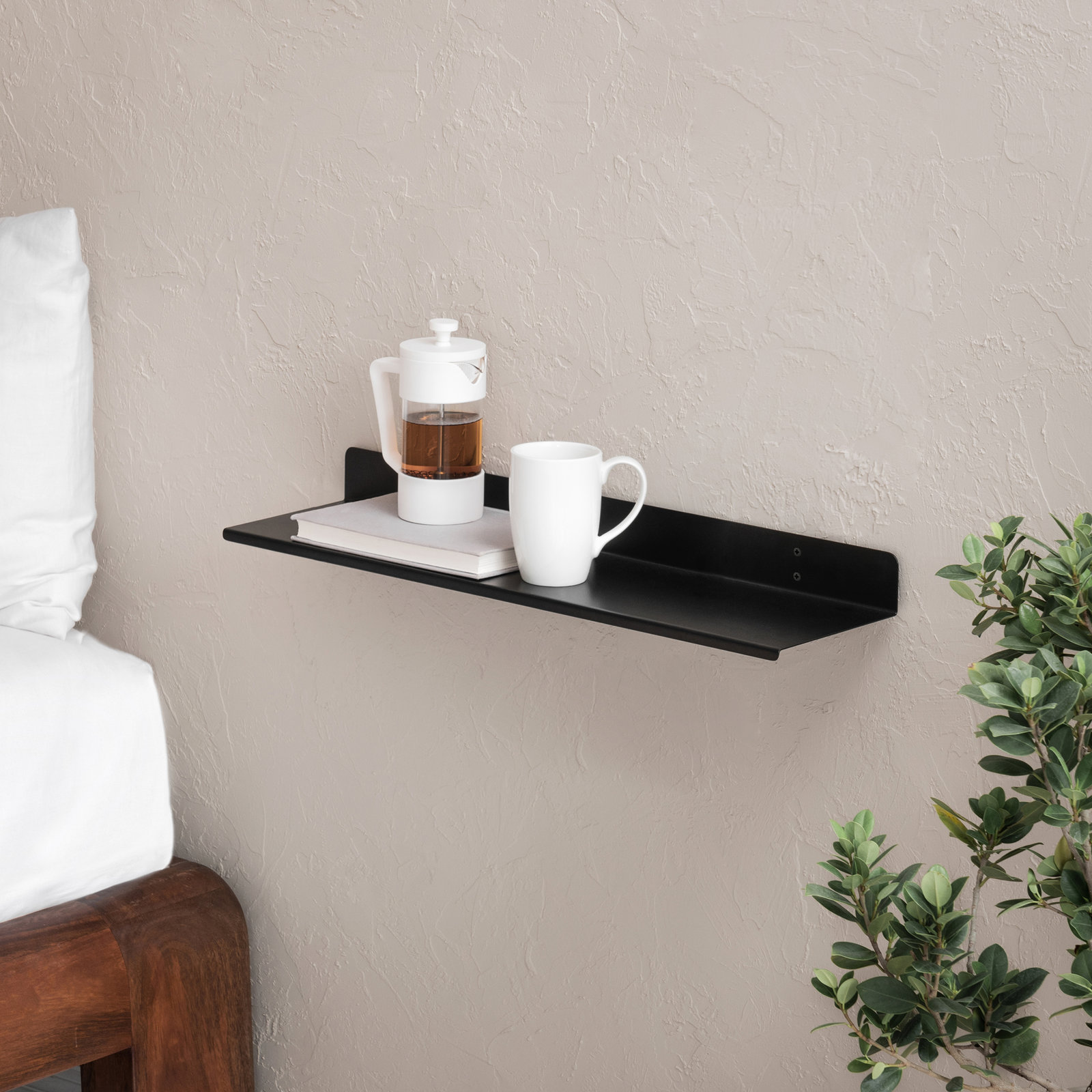 Maja Display Floating Shelf, 2" H x 24" W x 6" D, Black
