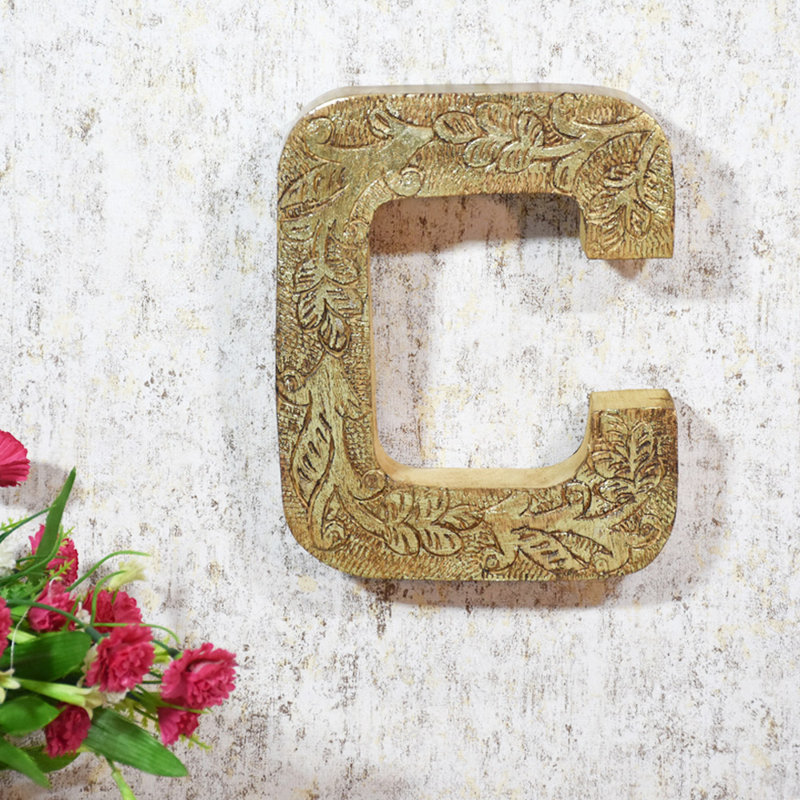 Haddam Text & Numbers Letter Block, Gold, C