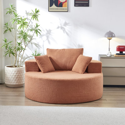 Chaise d'appoint orange moderne, dossier rembourré, accoudoirs roulés, mousse haute, aucun assemblage requis Chaise ronde contemporaine avec molleton, rembourrage en mousse, requis, ajoute de l'élégance à la maison