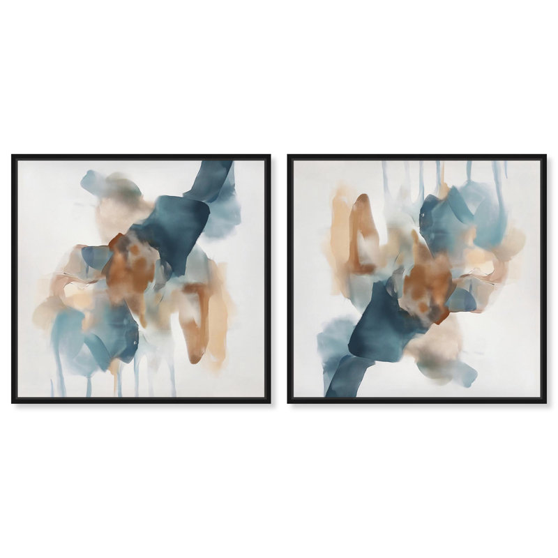 «Hidden Profonds UnveILE I Set Canvas Minimal Abstract» par Art Remedy, H 13 po x l 13 po, Cadre noir