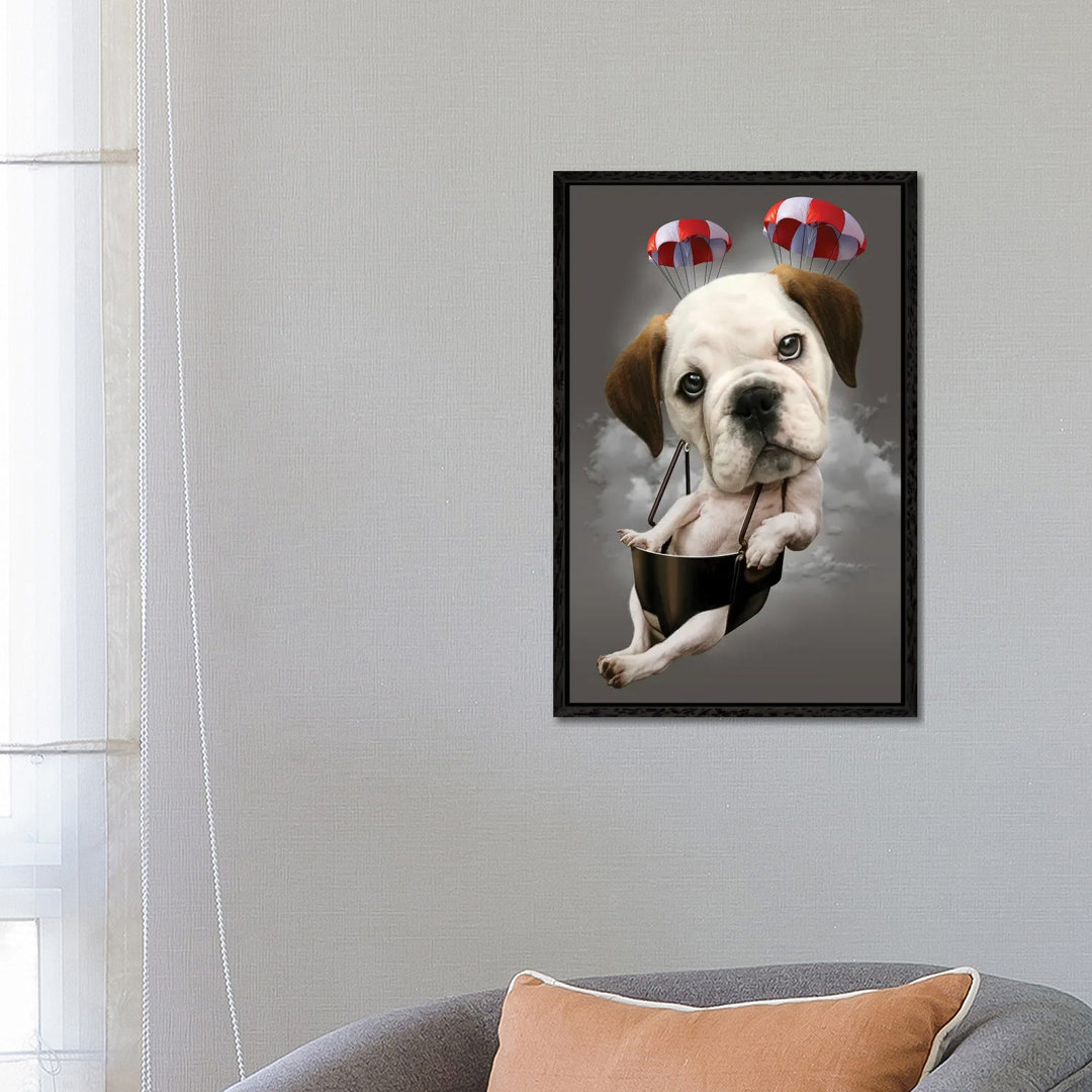 Parachute Dog von Adam Lawless - Galerie-verpackte Leinwand Giclée auf Leinwand