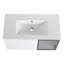 Meuble-lavabo mural 84 po avec lavabo en céramique, portes à fermeture en douceur, meuble-lavabo blanc brillant et demi-porte en verre gris, 1 tablette de rangement petite, armoire combinée, contreplaqué (emballage KD)-773497310