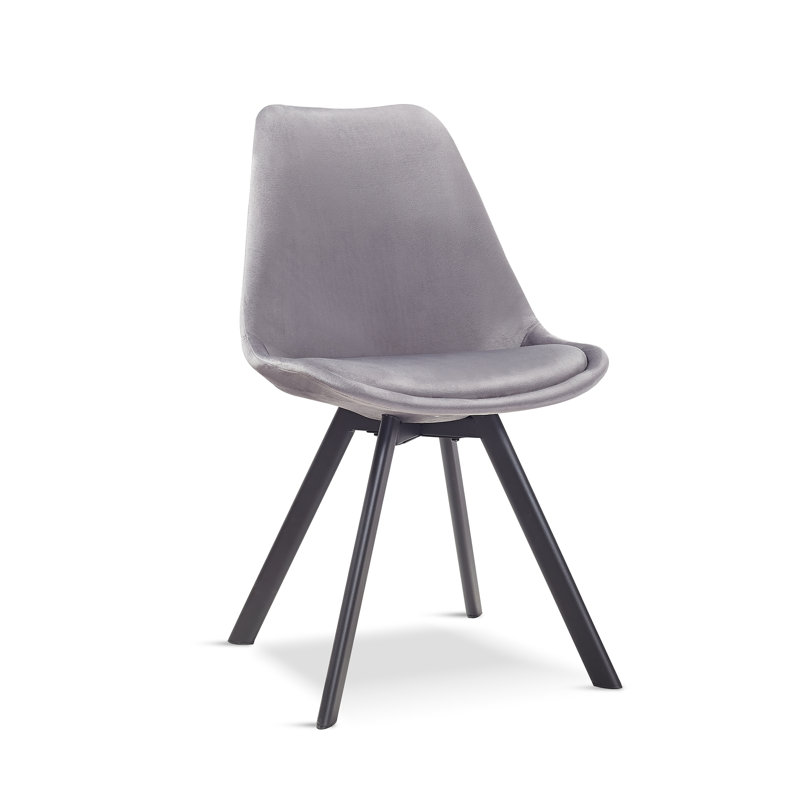 4 Rivas Velvet Upholstered Dining Chairs, Grey, 1