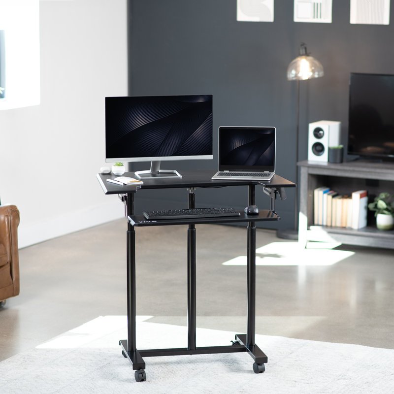 Vivo Mobile Height Adjustable Desk Cart with Sliding Keyboard Tray (CART-V06A)