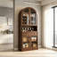 Armoire bar 70 po de hauteur, armoire à vin de style Mid-Century avec portes en verre trempé, porte-bouteilles, tiroir et crochets-133591899