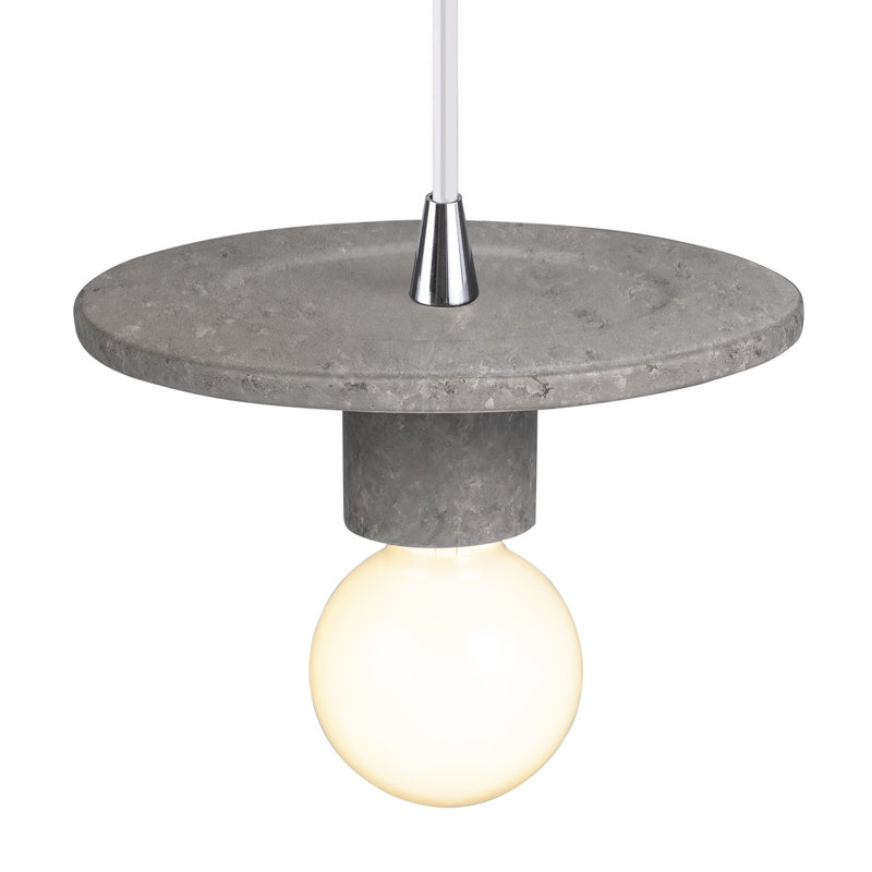 Luminaire suspendu à 1 lumière Leni, Béton, Chrome poli