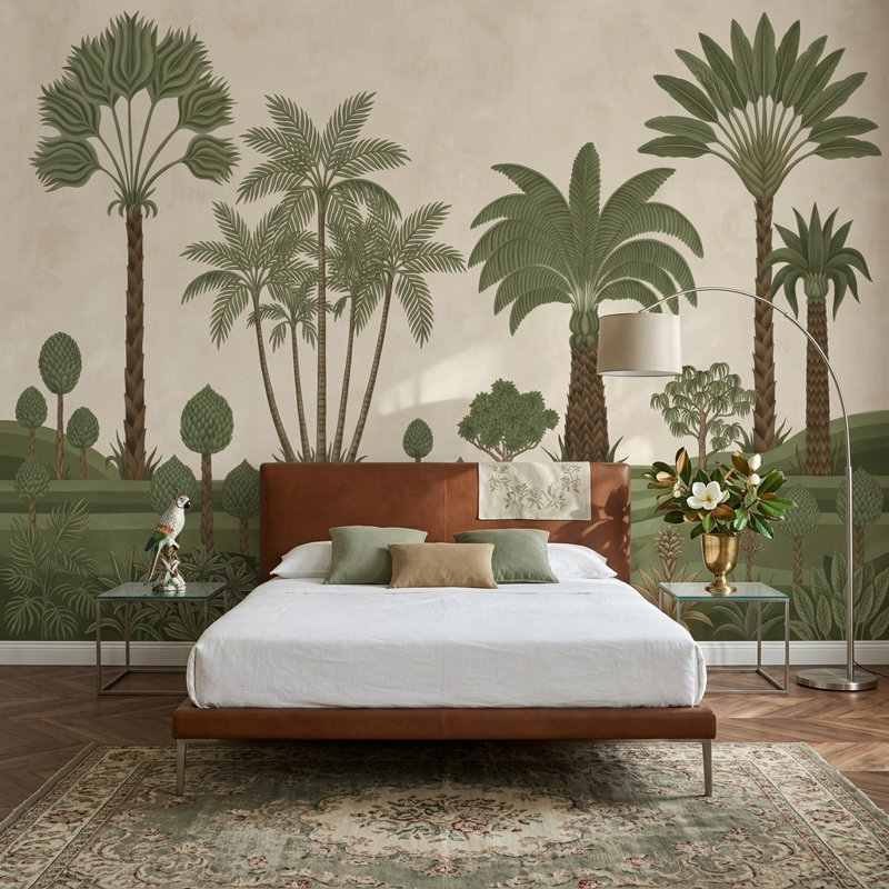 Décoration murale botanique amovible, 160 po x 108 po, Peler et coller