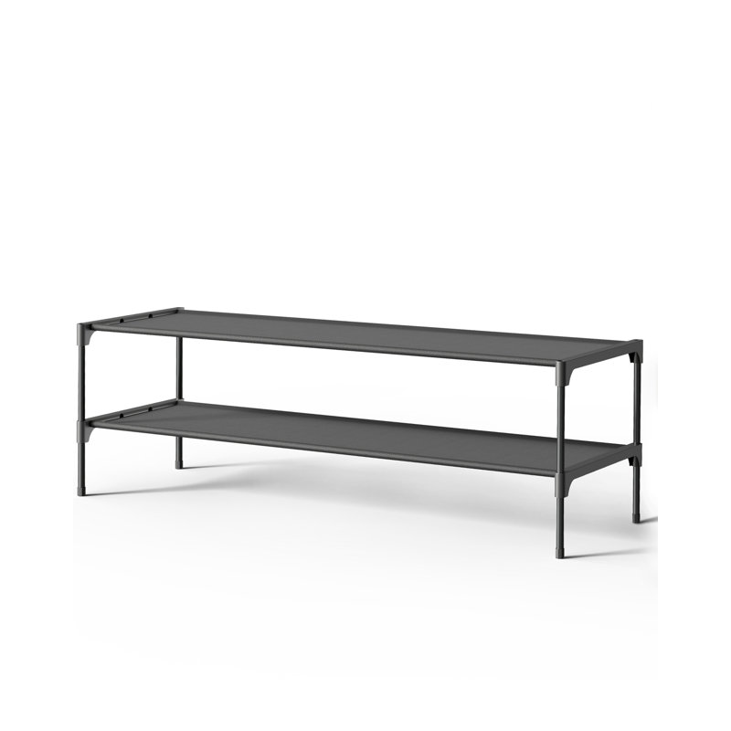 Shoe Rack - Non-Woven Shoe Rack Shelf, Shoe Organizer for Closet, Entryway, Garage & Corridor, Stackable Shoe Shelves, 36.2" Wide - 2 Tier, Black